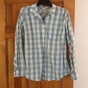 Banana Republic blue and white plaid cotton shirt
